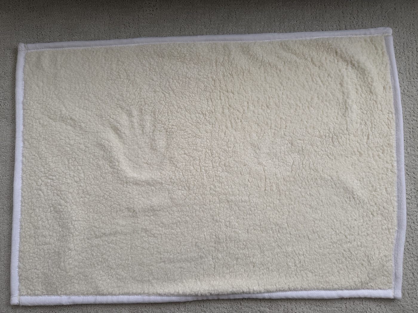 Bound-edge sherpa blanket, cream sherpa side facing up