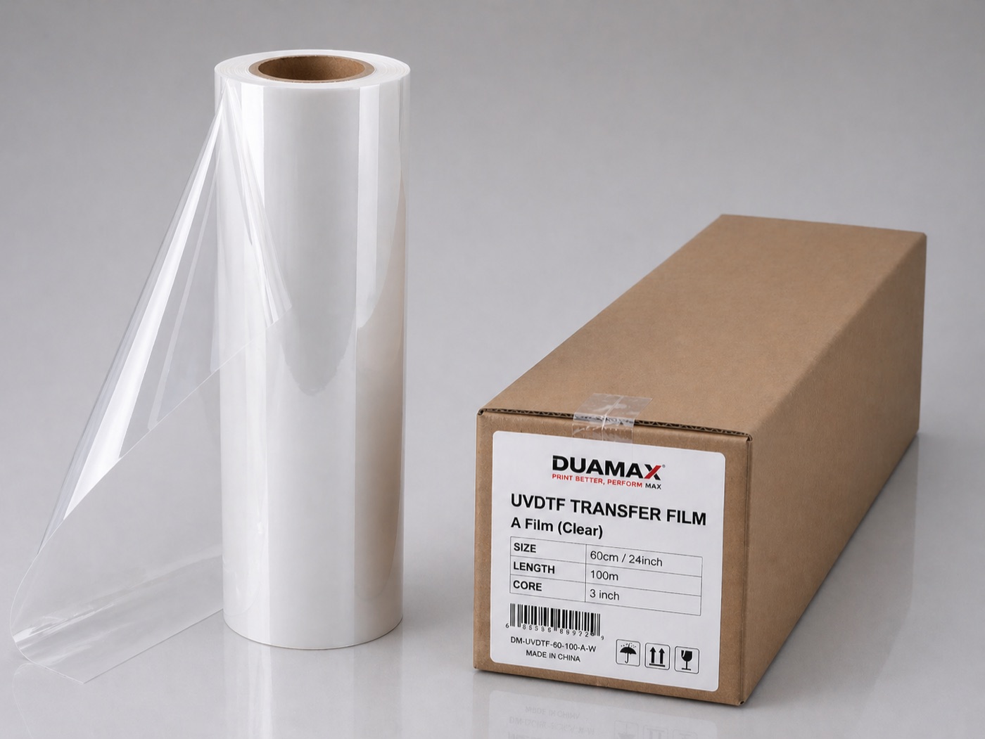 UV DTF A film in clear, 24" roll